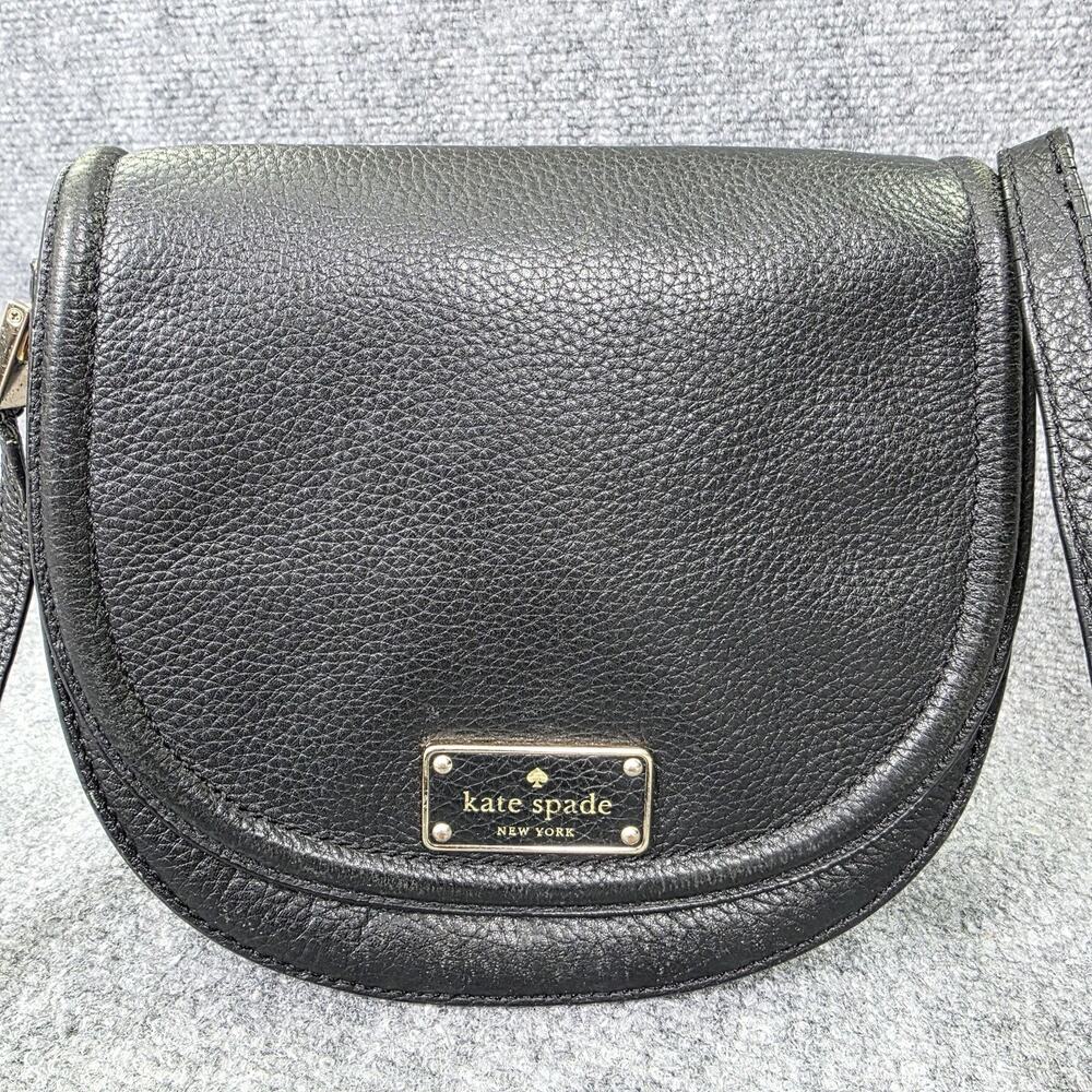 Kate Spade Crossbody Bag Womens Small Black Pebbled Cow Leather Shoulder Purse - Picture 2 of 16